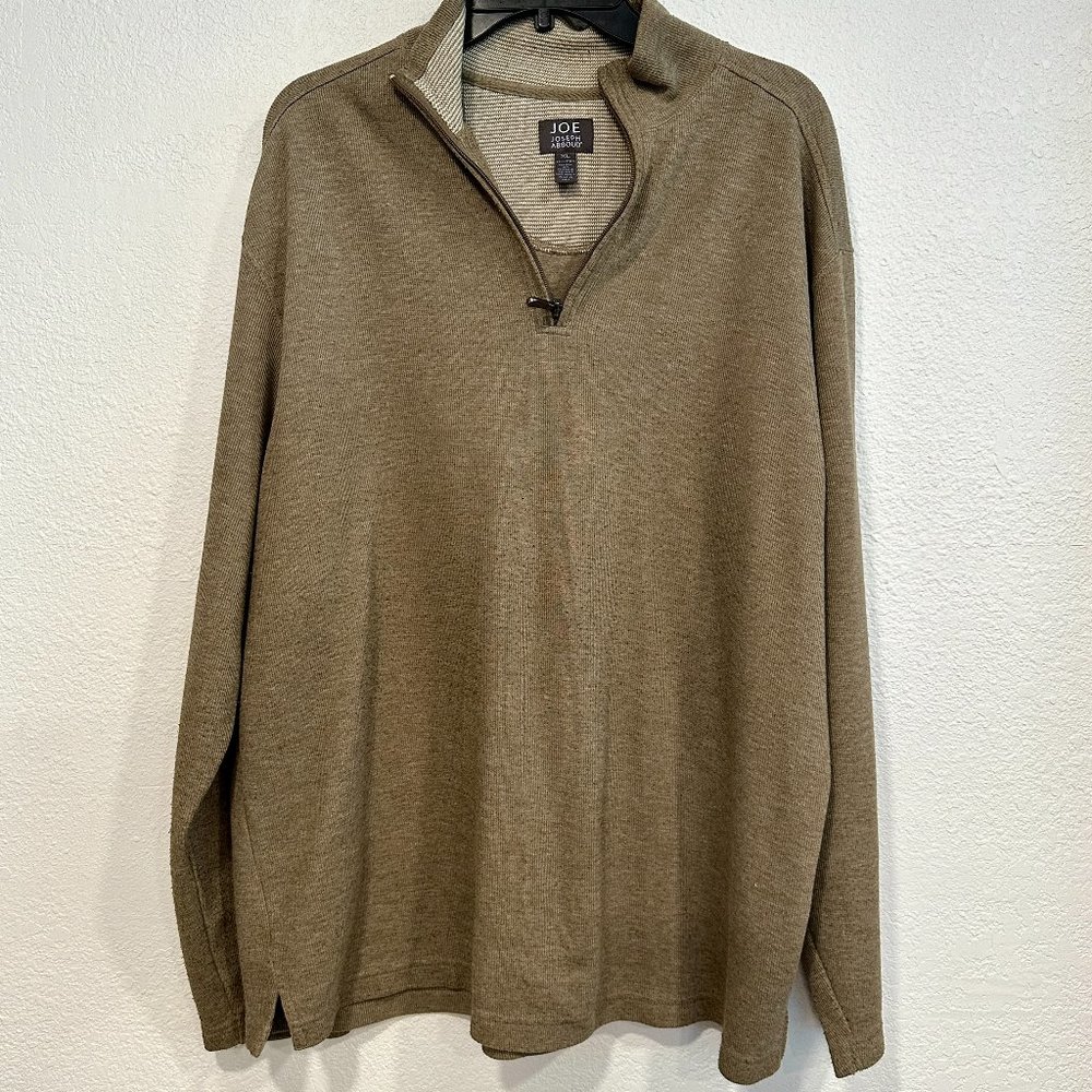 JOE Joseph Abboud 1/4 Zip Pullover Sweater Light Brown Long Sleeves Mens Size XL